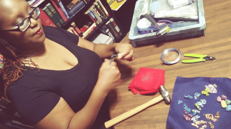 christine making jewelry